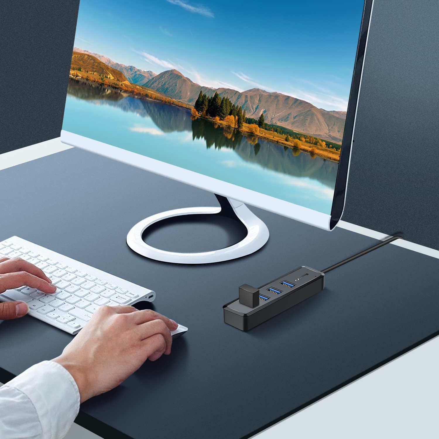 Smartq H302S 4-Port USB 3.0 Hub with 2Ft Cable - High-Speed Data Transfer for Laptop, PC, Mac, Printer, and External HDD