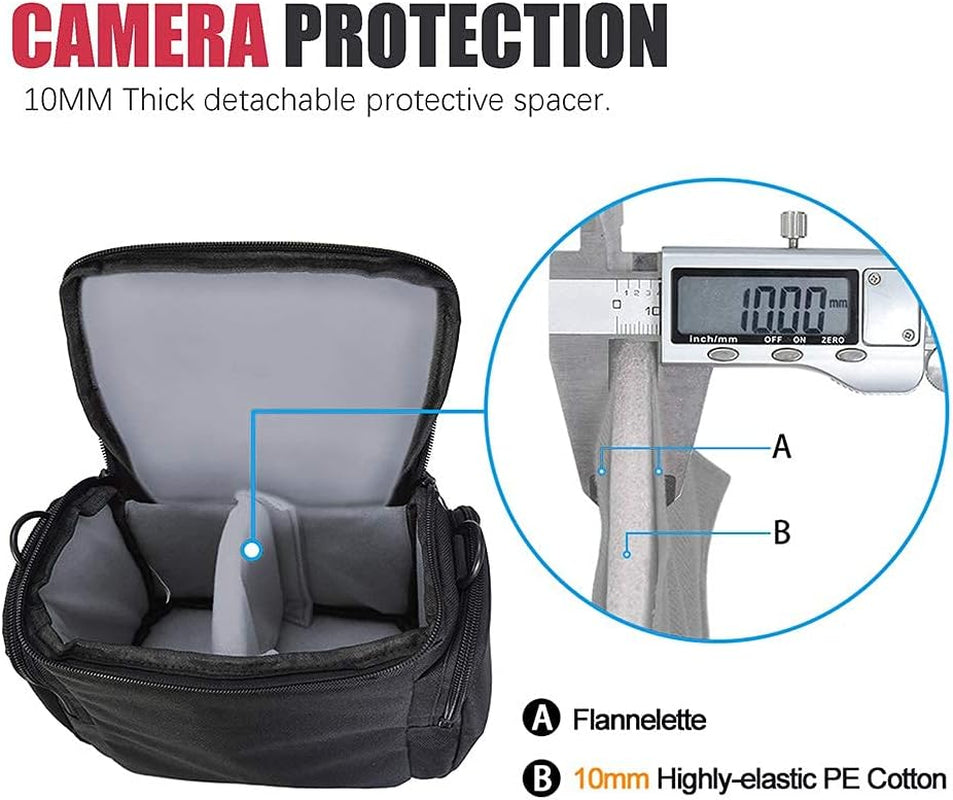 Cwatcun Single Shoulder Crossbody Compact Camera Bag Case Compatible for Canon Nikon Sony SLR DSLR Mirrorless Cameras and Lenses Waterproof Black