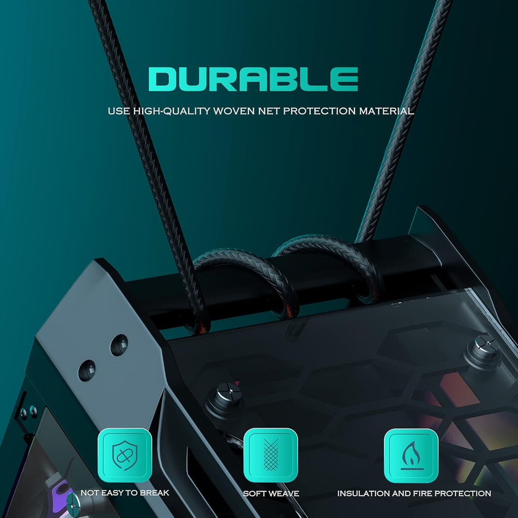 Asiahorse Power Supply Sleeved Cable, 16AWG PSU Cables Internal Power Supplies Extension Cables 1X24Pin/2X4+4 Eps/3X6+2 PCI-E, 30Cm Length with Comb (Dual EPS Black White)