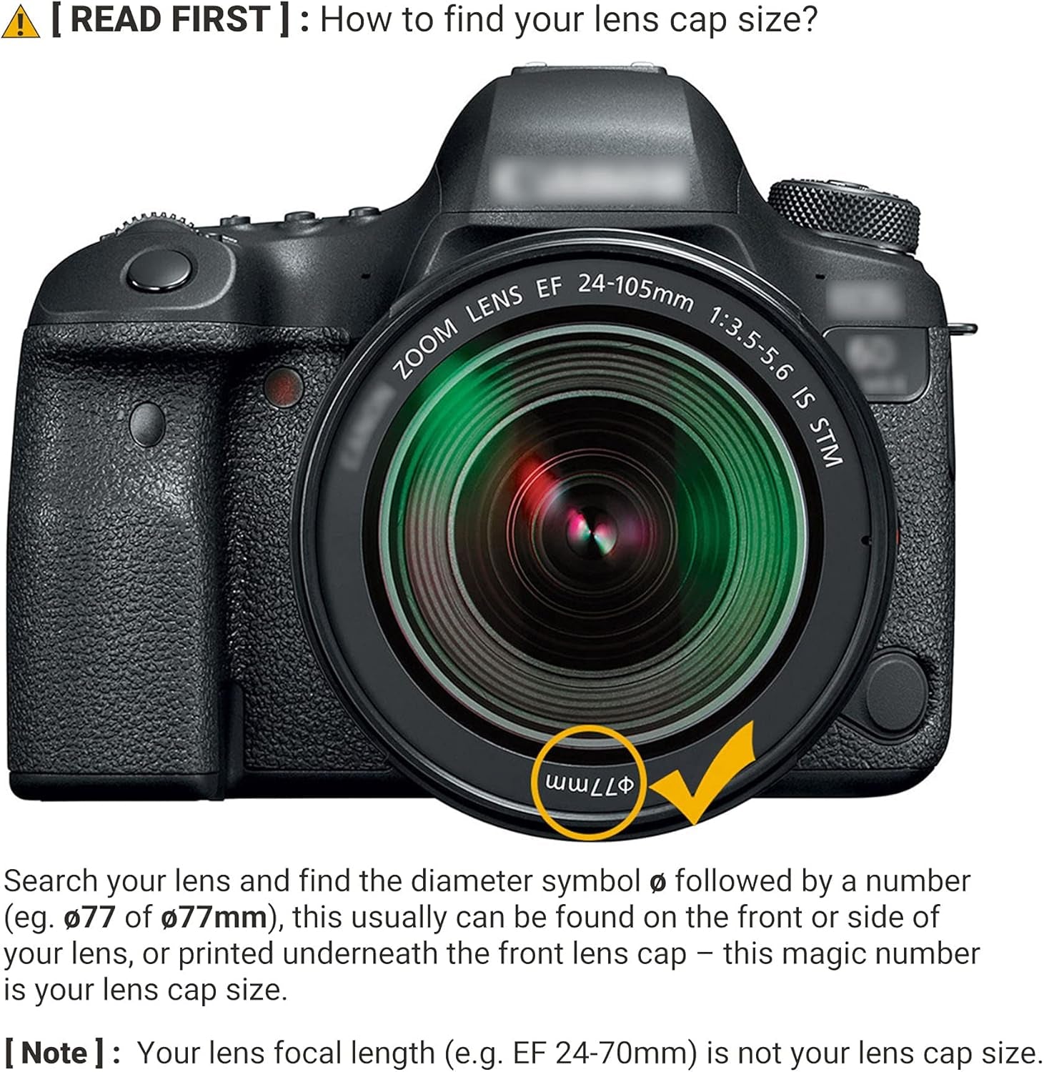 77mm Front Lens Cap Cover (2-Pack) with Keeper for Canon EOS 6D, 6D Mark II, 5D Mark IV and Nikon D750, D780 with Compatible EF and AF-S Kit Lenses